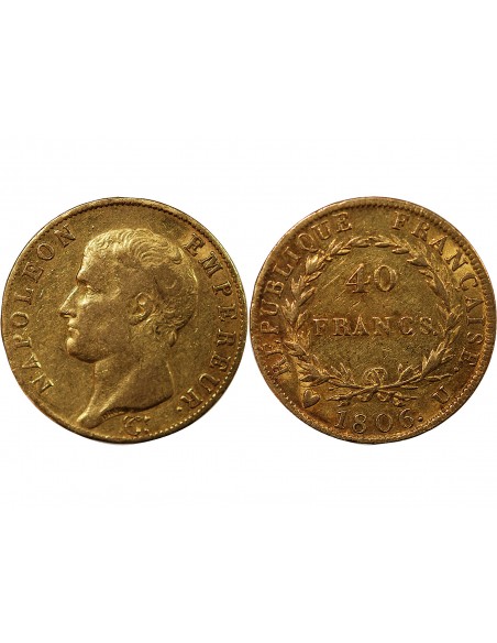 NAPOLEON Ier﻿ - 40 FRANCS OR 1806 U TURIN