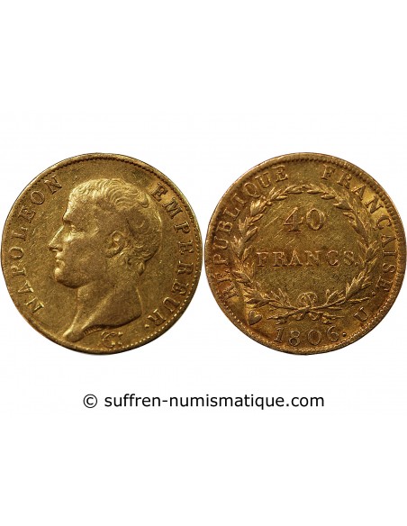 NAPOLEON Ier﻿ - 40 FRANCS OR 1806 U TURIN