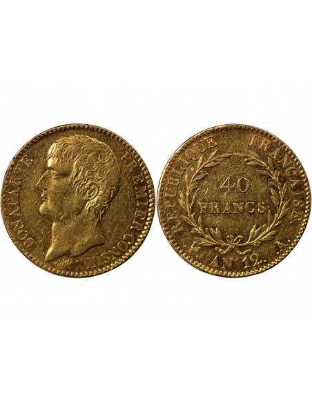 BONAPARTE 1er CONSUL﻿ - 40 FRANCS OR AN 12 A PARIS﻿
