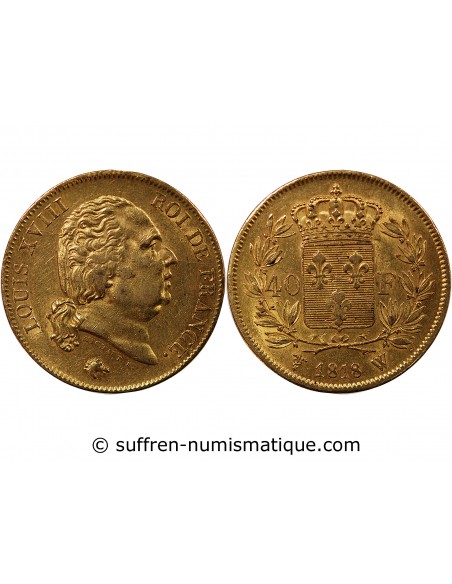40 FRANCS OR LOUIS XVIII 1818 W LILLE