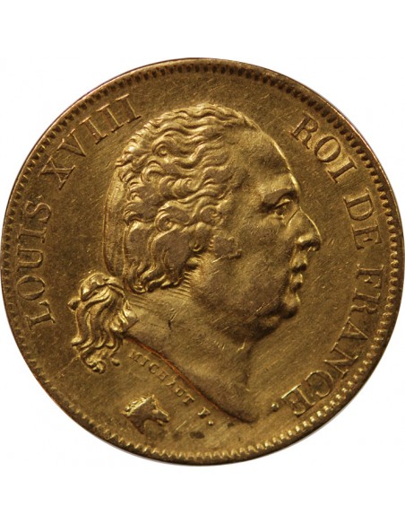 40 FRANCS OR LOUIS XVIII 1818 W LILLE
