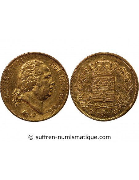 40 FRANCS OR LOUIS XVIII 1818 W LILLE