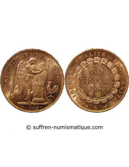 GENIE ﻿- 50 FRANCS OR 1904 A PARIS﻿