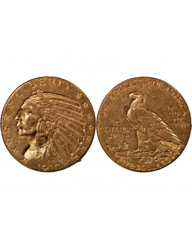 USA, INDIEN - 5 DOLLARS OR 1910 PHILADELPHIE