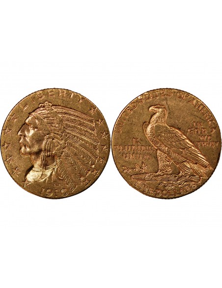 USA, INDIEN - 5 DOLLARS OR 1910 PHILADELPHIE