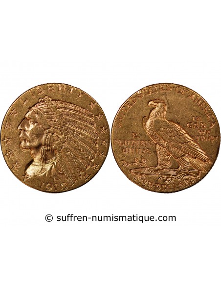 USA, INDIEN - 5 DOLLARS OR 1910 PHILADELPHIE
