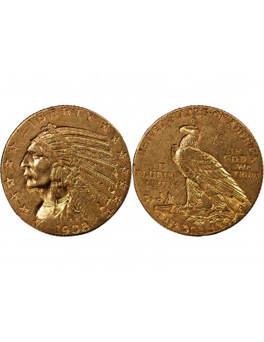 USA, INDIEN - 5 DOLLARS OR 1910 PHILADELPHIE