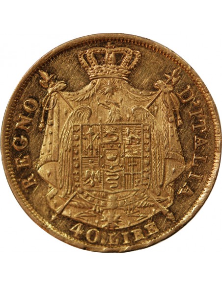 ITALIE, NAPOLEON﻿ 1er - 40 LIRE OR 1814 M MILAN