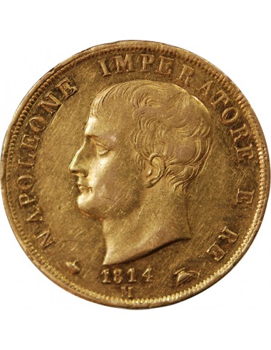 ITALIE, NAPOLEON﻿ 1er - 40 LIRE OR 1814 M MILAN