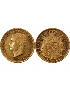 ITALIE, NAPOLEON﻿ 1er - 40 LIRE OR 1814 M MILAN 2