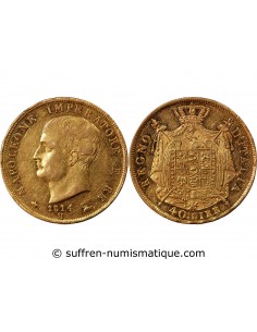 ITALIE, NAPOLEON﻿ 1er - 40 LIRE OR 1814 M MILAN