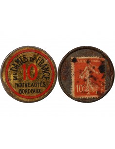 AUX DAMES DE FRANCE, BORDEAUX - TIMBRE MONNAIE 10 Cts Rouge 2