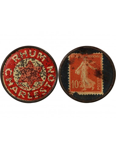 RHUM CHARLESTON, PARIS - TIMBRE MONNAIE 10 Cts Rouge