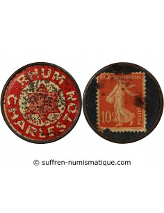 RHUM CHARLESTON, PARIS - TIMBRE MONNAIE 10 Cts Rouge