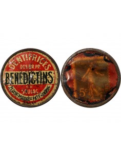 DENTIFRICE DES BENEDICTINS DE SOULAC - TIMBRE MONNAIE 5 Cts VERT 2