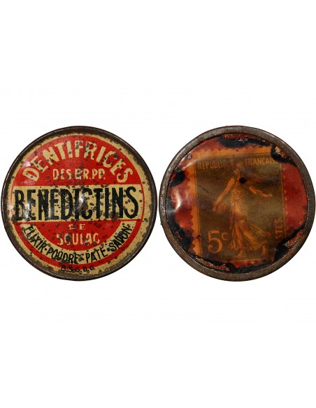 DENTIFRICE DES BENEDICTINS DE SOULAC - TIMBRE MONNAIE 5 Cts VERT