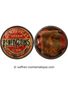 DENTIFRICE DES BENEDICTINS DE SOULAC - TIMBRE MONNAIE 5 Cts VERT