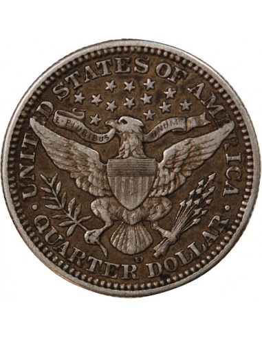 USA - 25 CENTS ARGENT "Barber Quarter" 1908 DENVER