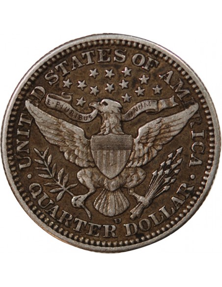 USA - 25 CENTS ARGENT "Barber Quarter" 1908 DENVER