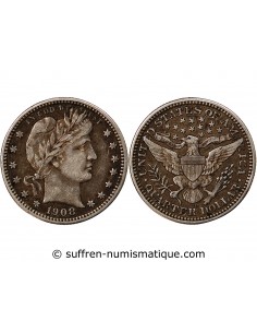 USA - 25 CENTS ARGENT "Barber Quarter" 1908 DENVER