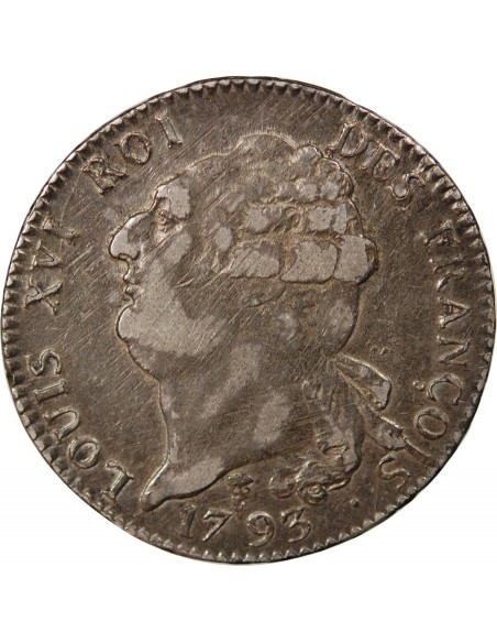 LOUIS XVI CONSTITUTION - ECU DE 6 LIVRES 1793 K BORDEAUX