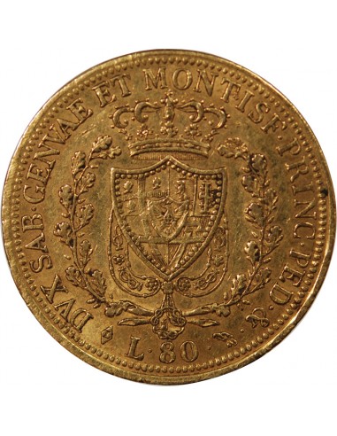 ITALIE, SARDAIGNE, CHARLES FELIX - 80 LIRE OR 1826 TURIN