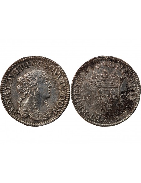 PRINCIPAUTE DE DOMBES, ANNE MARIE LOUISE D'ORLEANS - 1/12 ECU 1664 TREVOUX