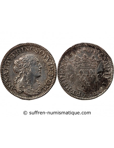 PRINCIPAUTE DE DOMBES, ANNE MARIE LOUISE D'ORLEANS - 1/12 ECU 1664 TREVOUX