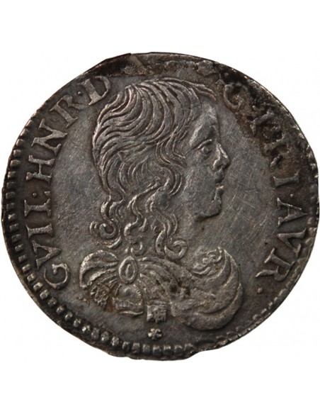 PRINCIPAUTE D'ORANGE, GUILLAUME HENRI DE NASSAU - 1/10 ECU 1666 ARGENT