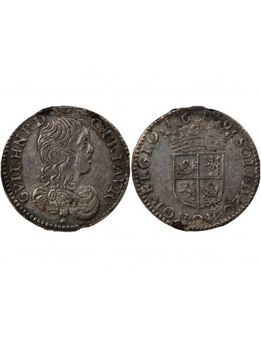 PRINCIPAUTE D'ORANGE, GUILLAUME HENRI DE NASSAU - 1/10 ECU 1666 ARGENT