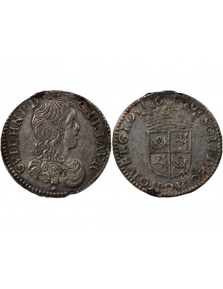 PRINCIPAUTE D'ORANGE, GUILLAUME HENRI DE NASSAU - 1/10 ECU 1666 ARGENT