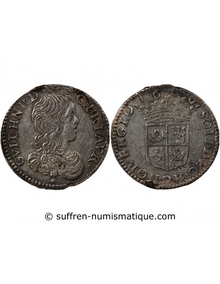 PRINCIPAUTE D'ORANGE, GUILLAUME HENRI DE NASSAU - 1/10 ECU 1666 ARGENT