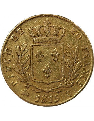 LOUIS XVIII - 20 FRANCS OR 1815 Q PERPIGNAN