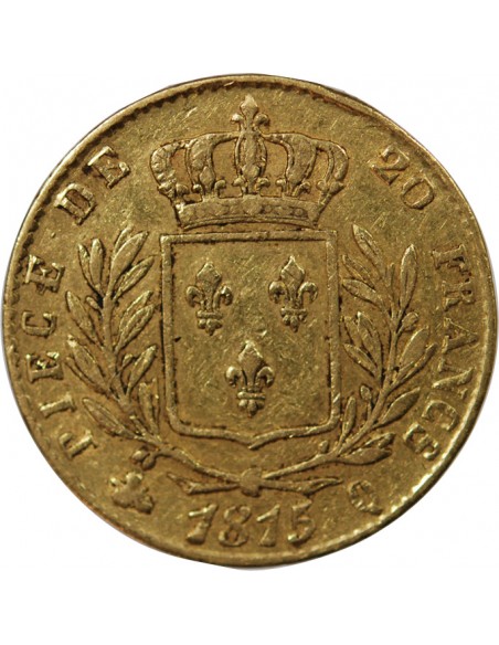 LOUIS XVIII - 20 FRANCS OR 1815 Q PERPIGNAN