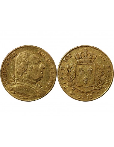 LOUIS XVIII - 20 FRANCS OR 1815 Q PERPIGNAN