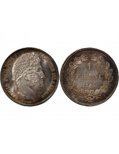 LOUIS PHILIPPE﻿ - 1 FRANC ARGENT 1845 B ROUEN 2