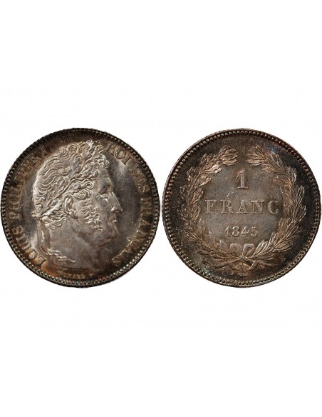 LOUIS PHILIPPE﻿ - 1 FRANC ARGENT 1845 B ROUEN