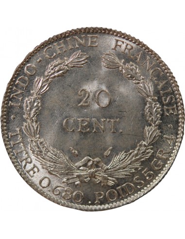INDOCHINE FRANCAISE - 20 CENTIMES ARGENT 1937