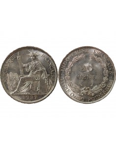 INDOCHINE FRANCAISE - 20 CENTIMES ARGENT 1937 2