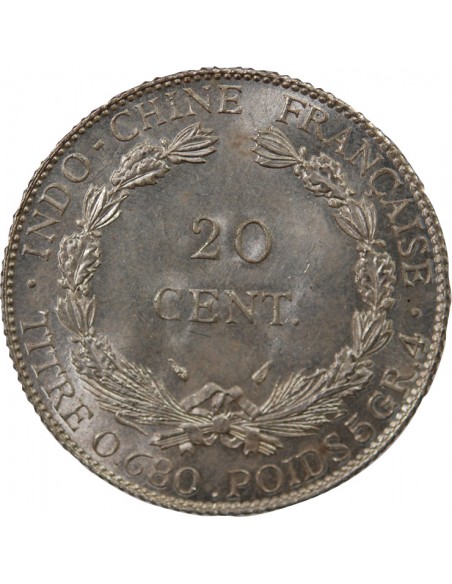 INDOCHINE FRANCAISE - 20 CENTIMES ARGENT 1937