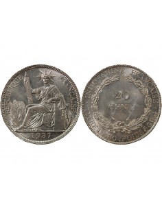 INDOCHINE FRANCAISE - 20 CENTIMES ARGENT 1937 2