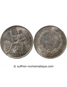 INDOCHINE FRANCAISE - 20 CENTIMES ARGENT 1937