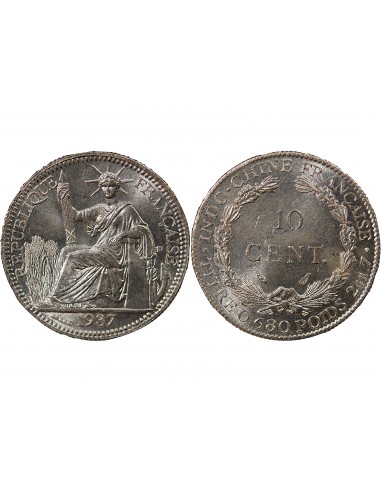 INDOCHINE FRANCAISE - 10 CENTIMES ARGENT 1937