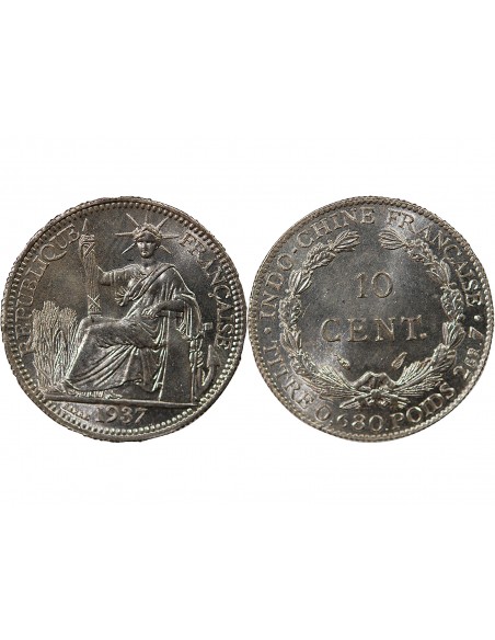 INDOCHINE FRANCAISE - 10 CENTIMES ARGENT 1937