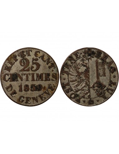 SUISSE, GENÈVE - 25 CENTIMES 1839