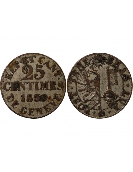 SUISSE, GENÈVE - 25 CENTIMES 1839
