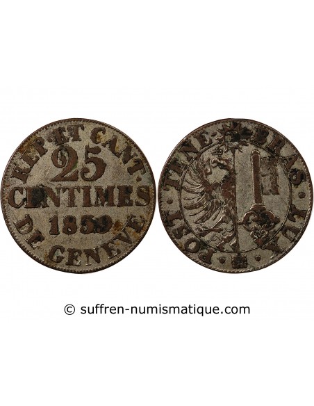 SUISSE, GENÈVE - 25 CENTIMES 1839