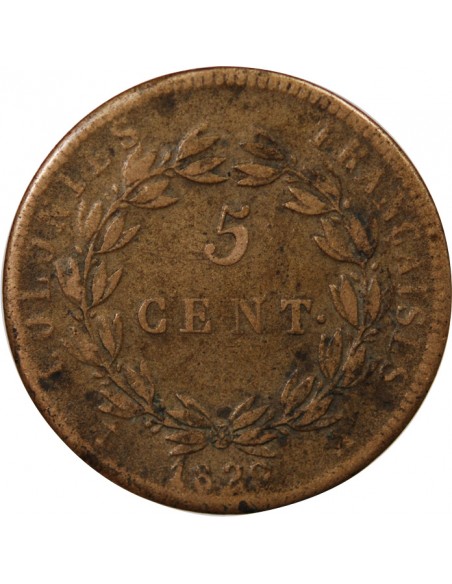 COLONIES FRANCAISES, CHARLES X - 5 CENTIMES 1825 A PARIS