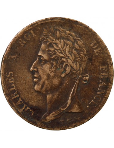 COLONIES FRANCAISES, MARTINIQUE ET GUADELOUPE, CHARLES X - 5 CENTIMES 1827 H LA ROCHELLE