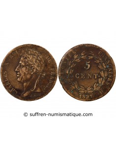 COLONIES FRANCAISES, MARTINIQUE ET GUADELOUPE, CHARLES X - 5 CENTIMES 1827 H LA ROCHELLE
